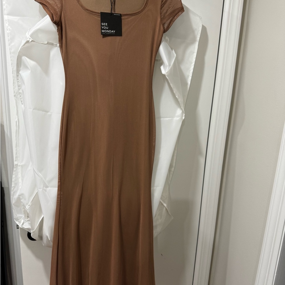 See You Monday Chestnut Scoop Neck Maxi Dress